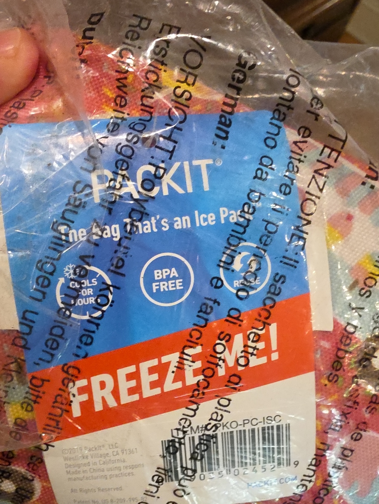 Packit Freezable Pink Foldable Zipper Lunch Bag "Ice Cream Social" Nwt — image 2 of 7